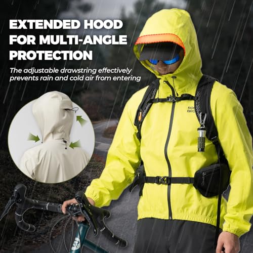 ROCKBROS Chubasquero Deportiva Hombre Mujer, Chaqueta Impermeable Transpirable Cortavientos con Detalles Reflectantes para Ciclismo Running Acampada Marcha Senderismo, S-4XL - imagen 4