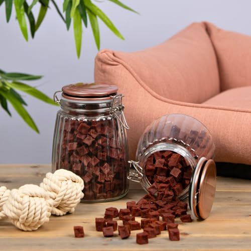 Lyra Pet® 1 kg Pferdefleischwürfel Hundefutter Snack fettarm schonend getrocknet getrocknet Leckerli Kausnack Kauartikel für Hunde Kauspaß
