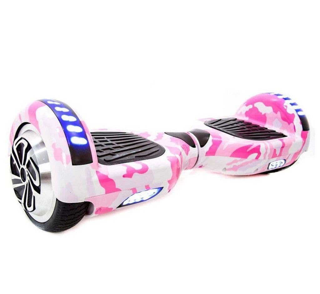 Hoverboard Skate Elétrico 6.5" com Bolsa Led Bluetooth Rosa Camuflado Brinovar