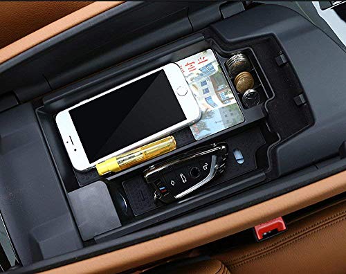 for BMW 5 Series G30 2017-2020, Plastic Car Armrest Storage Box Central Console Container Phone Glove Tray Holder Black