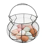 Cesta de huevos para huevos de gallina – Estantería de almacenamiento vintage | Con asa y soporte para huevos para el mostrador, la cosecha de y