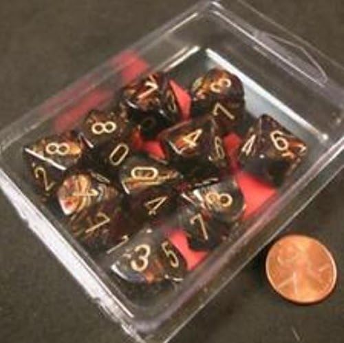 Chessex Dice Sets: Scarab Blue Blood with Gold - Ten Sided Die d10 Set (10) - 27219