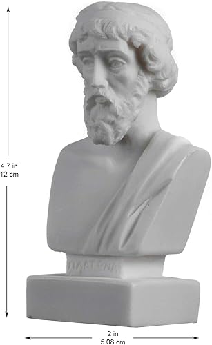 Miniatura 2 de Busto de Platón Estatua de Padre Griego de Filosofía Escultura de Cabeza de Alabastro Hecho a Mano