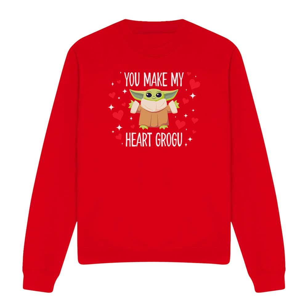 Star Wars You Make My Heart Grogu Unisex Sweatshirt, Red, Large