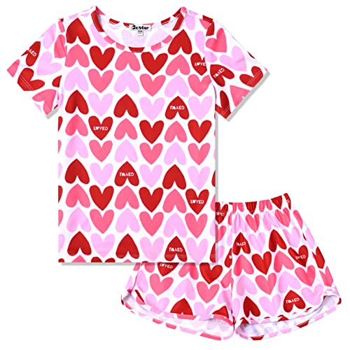 Jxstar Girls Valentines Day Gifts Pajamas Set Kids Lover Heart Pjs Sleepwear