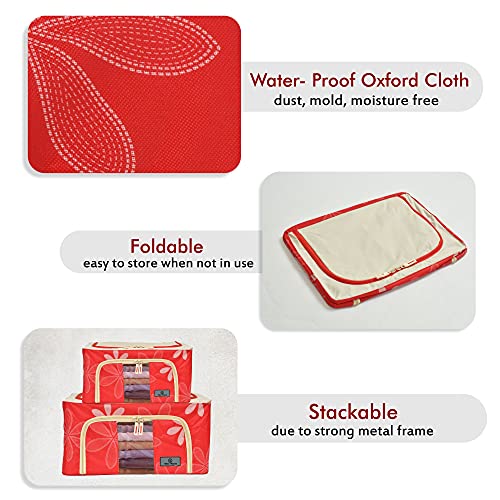 Image of Yellow Weaves Foldable Cloth Storage Box /Wardrobe Organizer, 44 LTR, 2 pieces, Red