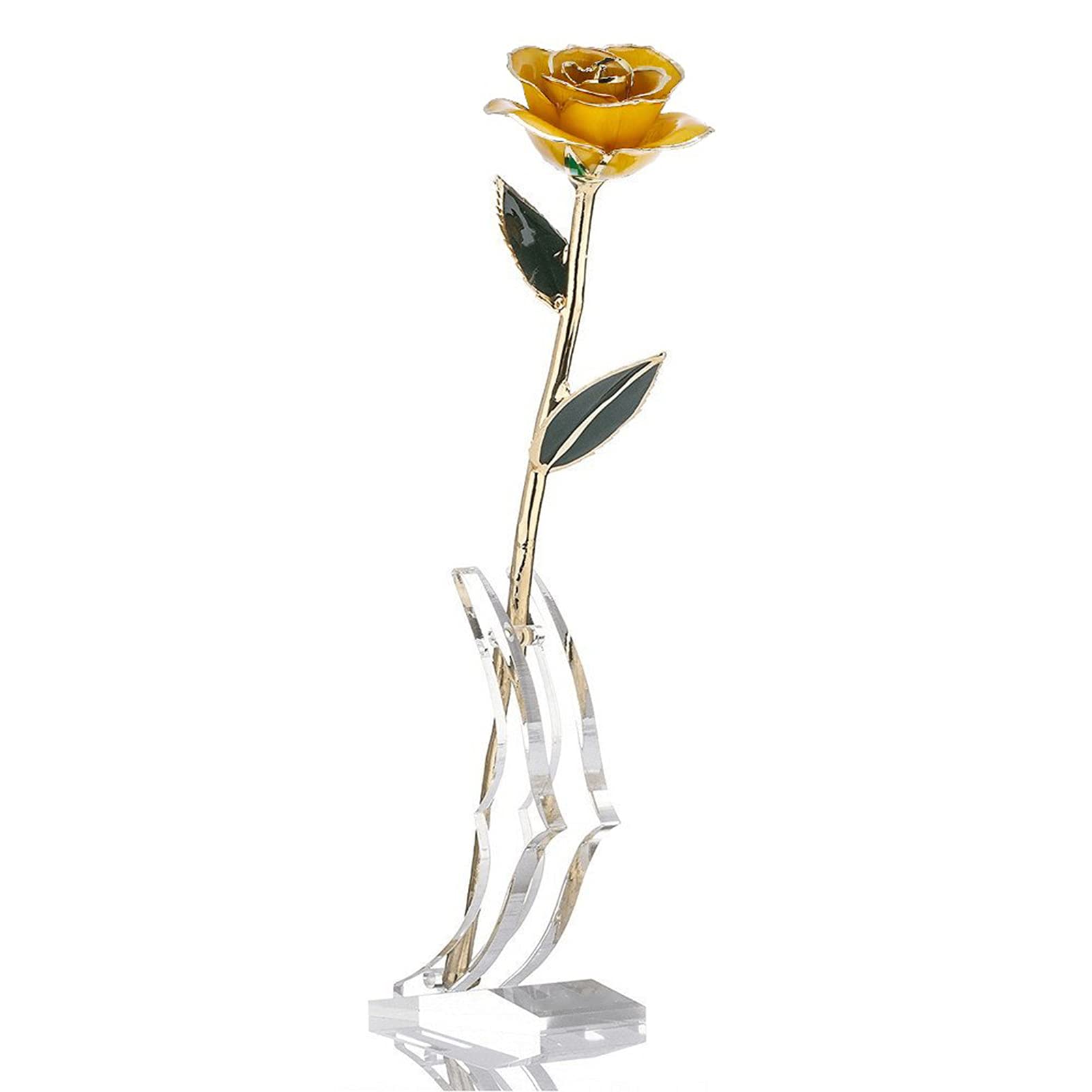 Dilwe 24K Goldbeschichtete Rose, Natürliche Form und Basis