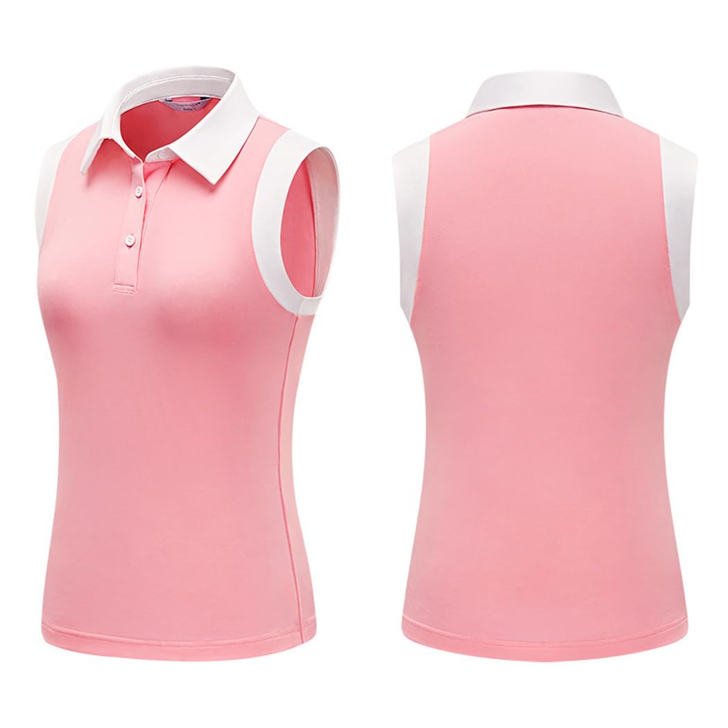 LANGWEI Polo da Golf da Donna Senza Maniche Polo da Tennis Canotta Atletica Asciutta vestibilità da Allenamento