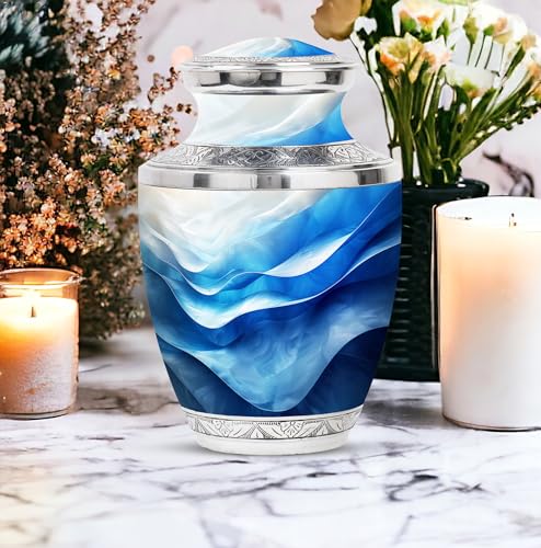 Image of Forest Personalized Urns for Human Ashes Adult Male - Burial Urn for Mom & Dad - Large Decorative Urn - Funeral Ashes Urn - Customized Urns for Human Ashes - 10 Inch Large with Velvet Bag