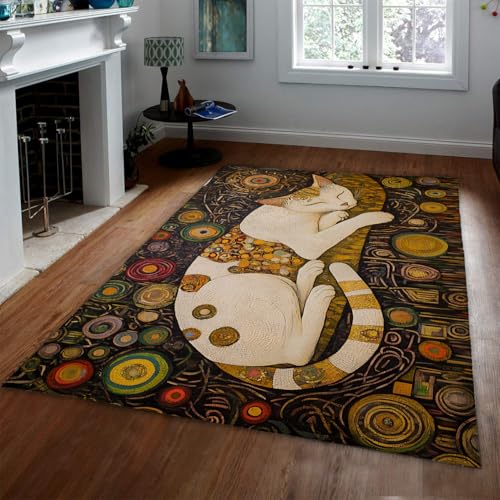 Tapis de chambre chat dormant antidérapant lavable pour sol glissant
