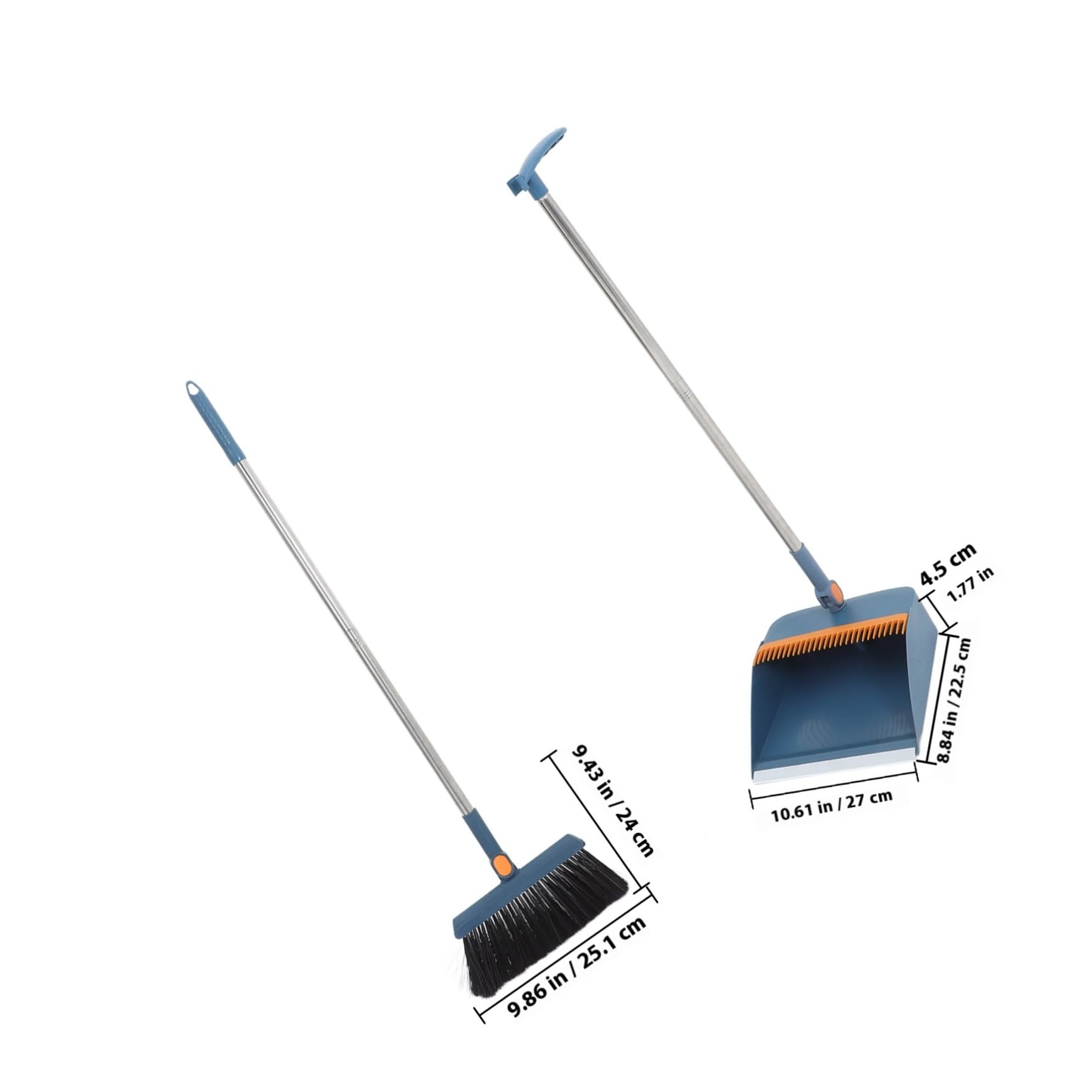 Escoba y Recogedor Plegables Ergonómicos de Acero Inoxidable con Mango para Oficina y Hogar Compacto y Fácil de Almacenar para Limpieza Interior de Suelos y Polvo