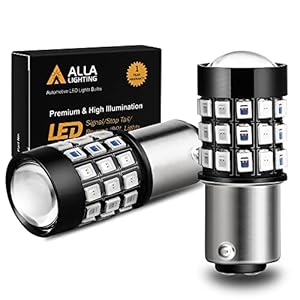 Alla Lighting BAY15D 2057 1157 LED Strobe Brake Lights Bulbs, Pure Red 7528 1154 3496 Flashing Stop Lamps Dual Filament 12V for Cars, Trucks, Motorcycles, Trailers