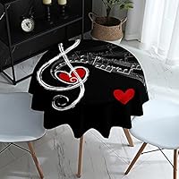 Morbuy Nappes Rondes Anti Taches,3D Note Musicale Imprimé Nappes Imperméable Polyester Lavable Et Facile D'entretien Nappe Pour Décoration Cuisine