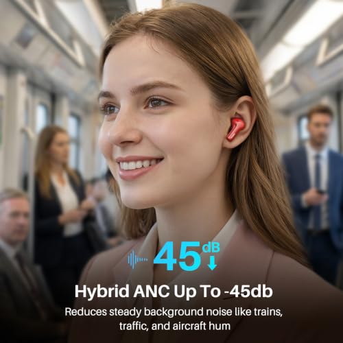 Image of TOZO Hybrid Active Noise Cancelling Wireless Earbuds 6 Mics AI Clear Call | 68H Playtime LED Display 32 Preset EQs App Bluetooth 5.3 IPX8 Waterproof Ear Buds