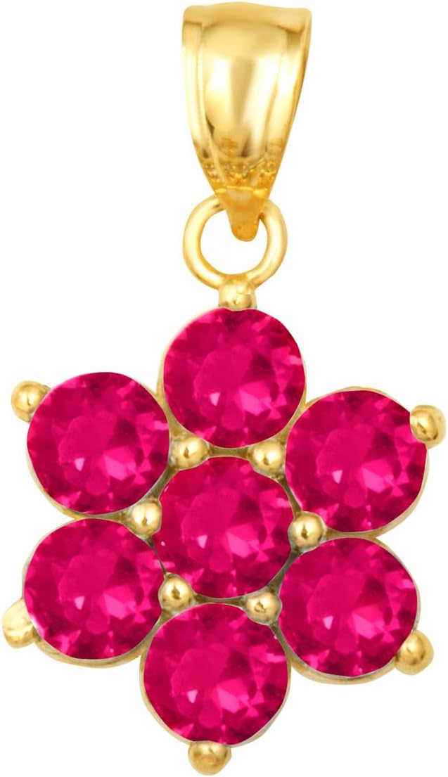 Elegant 14k Yellow Gold Personalized Birthstone Flower Petal Pendant Necklace & Earrings Set
