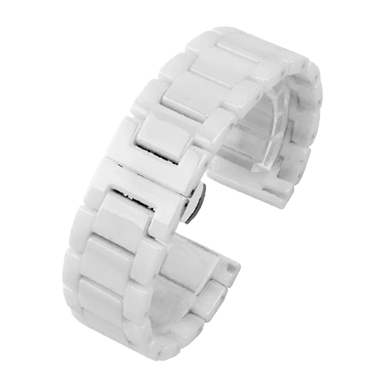 Bracelet de Montre en Acier Inoxydable et céramique pour Homme et Femme, à dégagement Rapide (Blanc 20 mm)