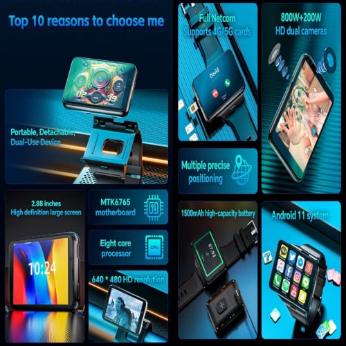 Reloj inteligente de 128 GB compatible con Android y gran pantalla de 2,88" 3