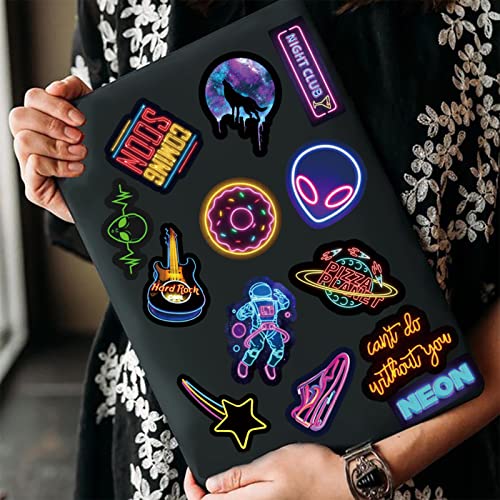 100Pcs Cool Neon Light Stickers For Kids Teens Adults, Trendy Graffiti Waterproof Vinyl Neon Stickers Pack For Water Bottle, Guitar Skateboard, Luggage, Phone #TOP4
