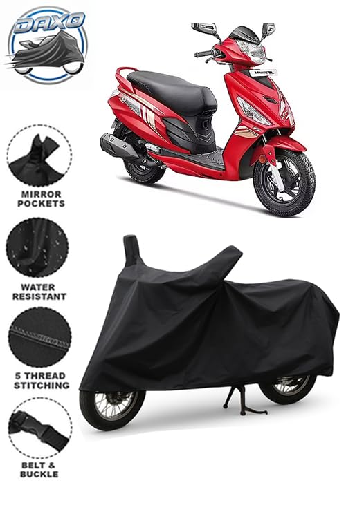 Image of DAXO Waterproof Scooty Cover for Hero Maestro Edge 110 | All Weather Protection from Rain, Dust, UV Rays & Scratches with Mirror Pockets & Buckle Belt | Maestro Edge 110 Scooty Cover