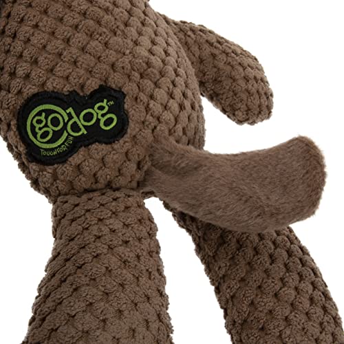 Image of goDog Checkers Dog Squeaky Plush Dog Toy, Chew Guard Technology - Brown, Large