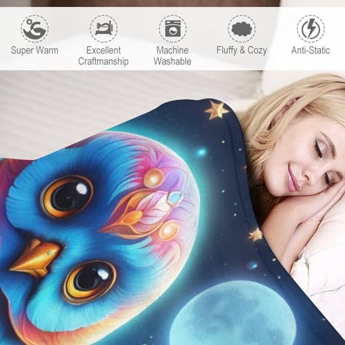Manta de forro polar de búho suave de 140x180 cm para sofá y cama 6