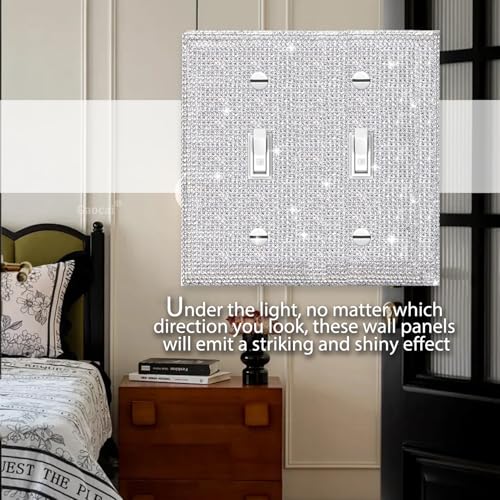 Cubiertas de interruptor de luz decorador en plata con diamantes doble gang 5
