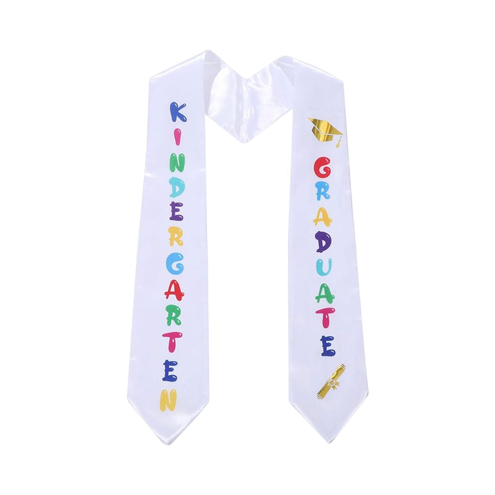 Estola de graduación 2023: lindo satén estampado para graduados de preescolar, faja con extremo en ángulo para jardín de infantes, accesorio de recuerdo conmemorativo, ropa para ceremonia escolar, buf