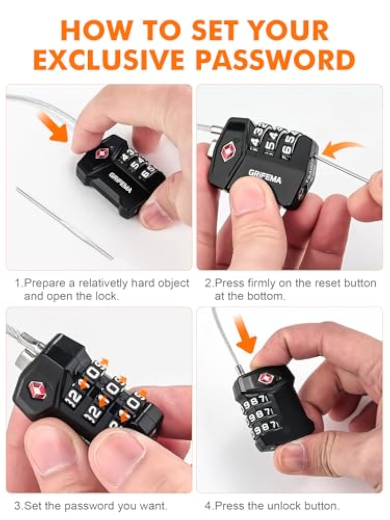 Security Lock with 3-Digit Code, TSA Approved Travel Lock