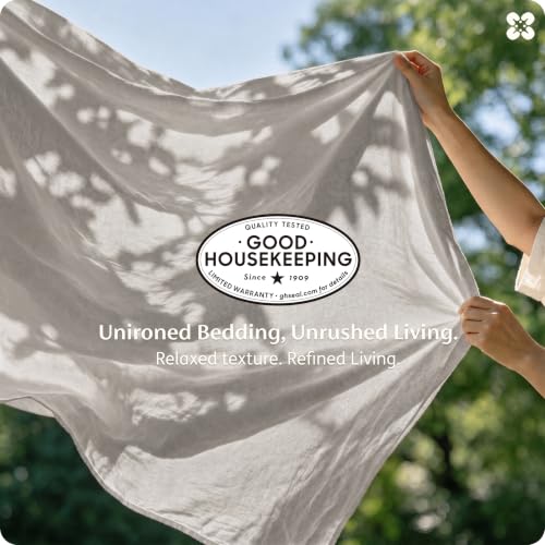 Image of Bedsure 100% Washed Cotton Duvet Cover King - Light Grey Minimalist Bedding Set Linen Like - PureWoven Plain Simple & Soft Comforter Cover for All Seasons (King, 104 inchx90 inch)