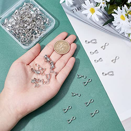 SUNNYCLUE 1 Box 120Pcs 4 Size Brass Pinch Bails Pendants Silver Pinch Clip Bail Clasp Dangle Charm Bead Pendant jewelry making Connectors for Necklace Dangle Charm DIY Craft Making - Image 3