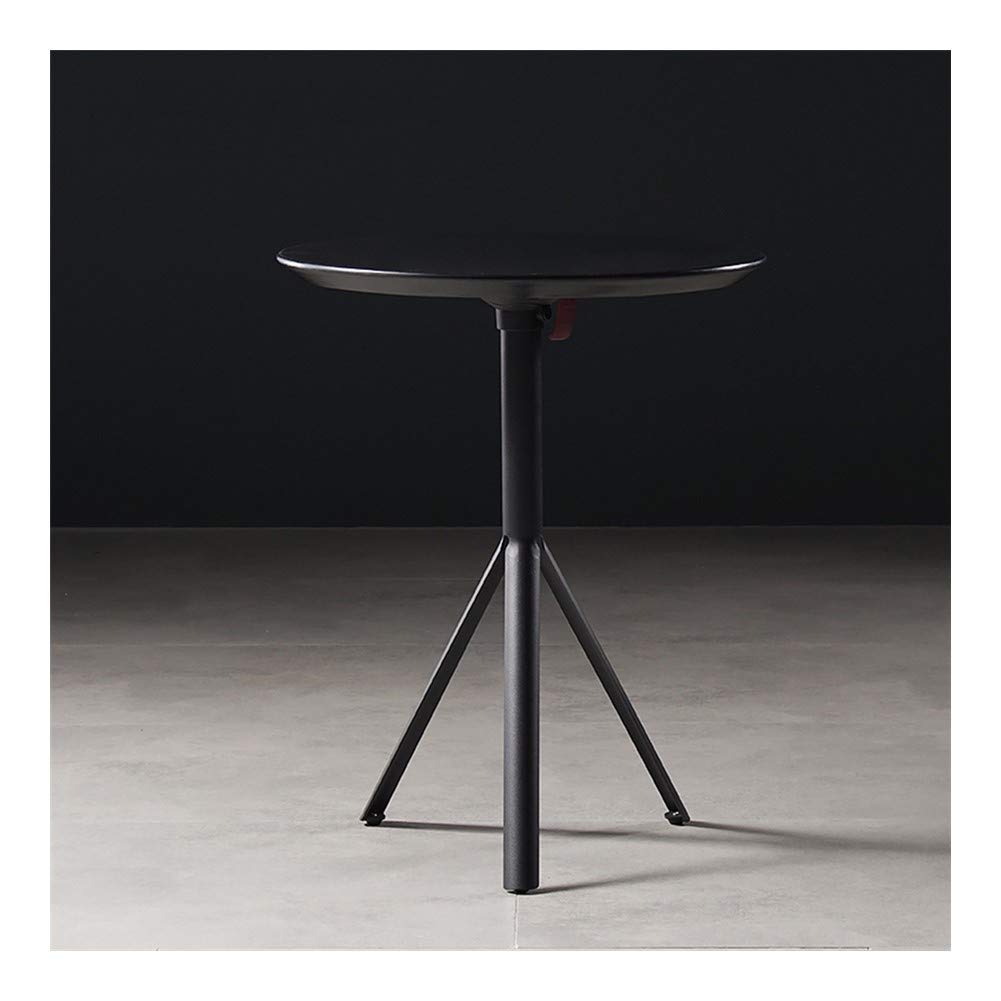 WHAIYANPicnic table Folding Table Foldable Desk Home Round Milk Tea Coffee Shop Collapsible Simple Stable Durable Iron,3 Colors (Color : Black, Size : 60X60X74CM)