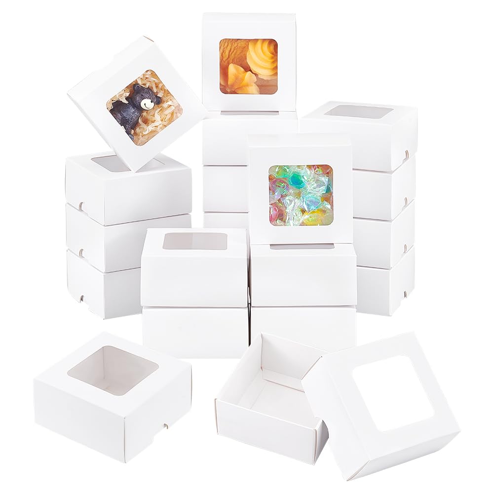 Amazon.com: BENECREAT 20Pcs White Kraft Paper Box with Clear