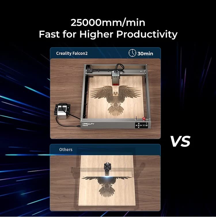 Image of Creality Falcon 2 22W Laser Engraver and Cutter - High-Power Diode Laser Machine for Wood, Stainless Steel, Acrylic, Leather - 400x415mm Large Work Area, Built-In Air Assist, Fast Precision Engraving