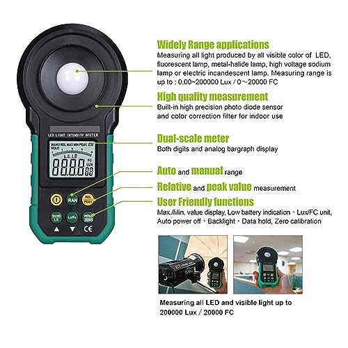 Instrument de mesure d'éclairage luxmètre compact à haute précision - 5