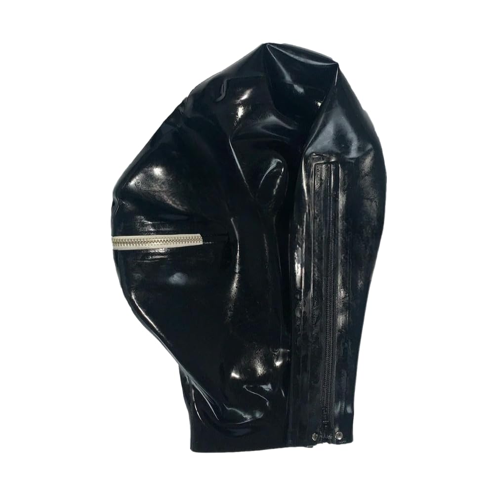 Maschera in lattice fatta a mano con cappuccio con cerniera a bocca e occhi chiusi con cerniera posteriore per costume cosplay