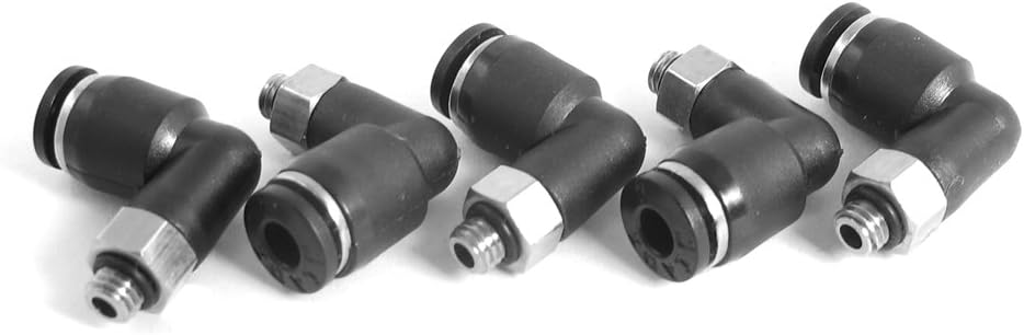 uxcell 5mm Thread to 4mm Air Pneumatic Elbow Quick Connect Connectors 5Pcs