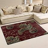 tapis chinois ancien bleu Dimensions : 50 x 80 cm. Mnsruu Tapis antidérapant Motif dragon chinois chinois et animal japonais 50 x 80 cm