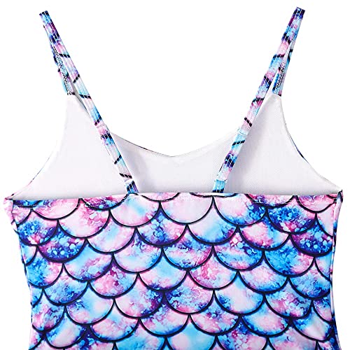 Image of YUEGOO Girls Swimsuits Bathing Suit One Piece 3D Printed Ruffle Beach Swimwear 3-8T (as1, Age, 6 Years, A-Blue Mermaid)