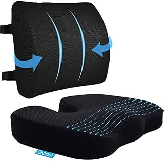 Coccyx Seat Cushion & Lumbar Support Pillow for Office Chair, Car, Wheelchair Memory