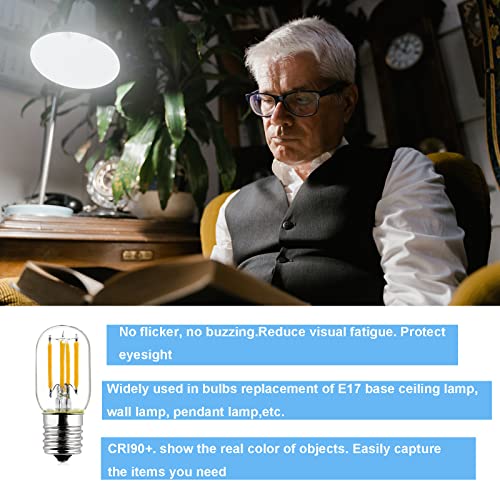 Jensense Led Appliance Bulb E17 4W 40 Watt Equivalent 5000K Refrigerator Under Range Hood Above Stove Led Light Bulb Non-Dimmable 4 Pack #TOP6