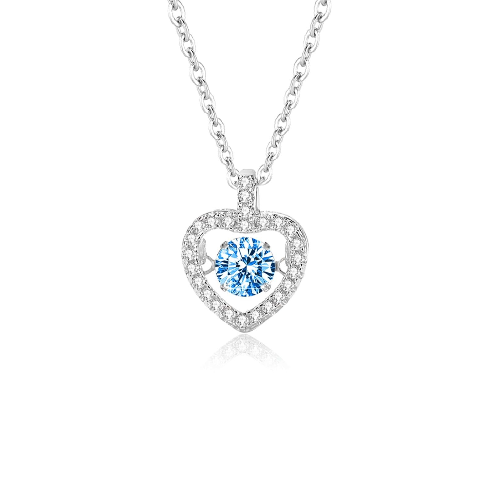 9/14/18 Kt Gold Halsketten Damen, 0.5ct Runder Topas Pavé Herz Anhänger Halskette Echtgold