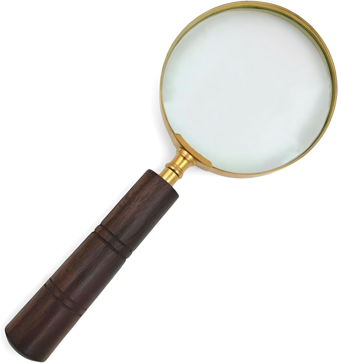 Handcrafted Wooden Magnifying Glass | 10 X Brass Magnifier | Antique Vintage Nautical Decor for Readers & Collectors