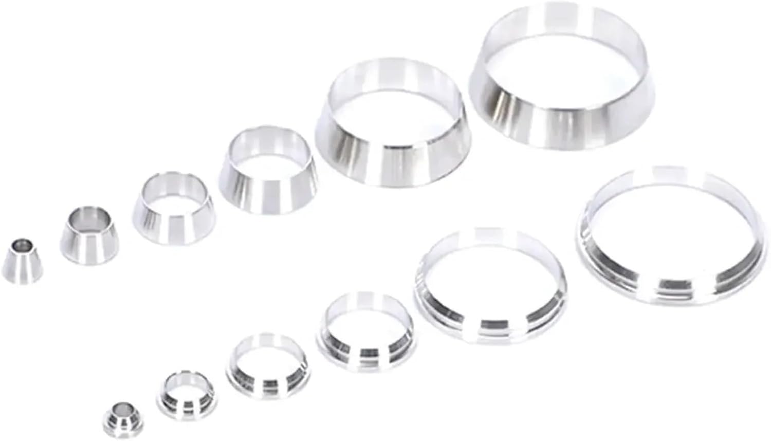 10pcs Fit Tube O/D 3-25mm 1/8" 1/4" 3/8" 1/2" " 304 Stainless Air Compression Sleeve Ferrule Double Ferrule Ring Pneumatic(1/8")