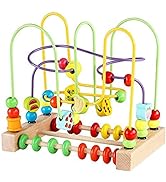 QZMTOY Bead Maze Toy for Toddlers Wooden Colorful Roller Coaster Educational Circle Toys for Kids...
