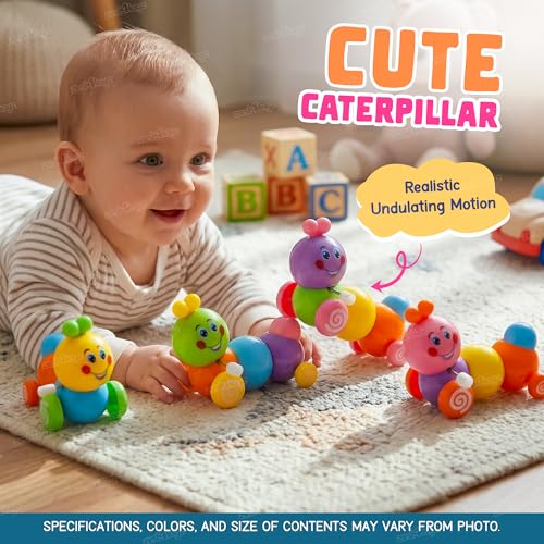 Image of Zest 4 Toyz Wind-Up Caterpillar Toy for Kids Toddlers Push Toy for Boys & Girls Multicolor (Pack of 3)