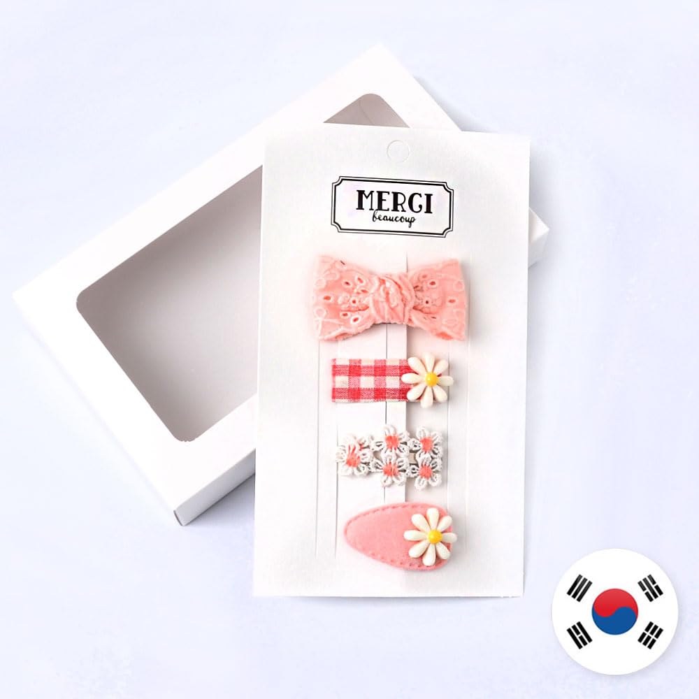 MerciBand Handmade Sherbet pink Hair Clip (4pcs/pack) [Sherbet Series] – Hair Accessory, Made in Korea, Gift-Ready Packaging image 2