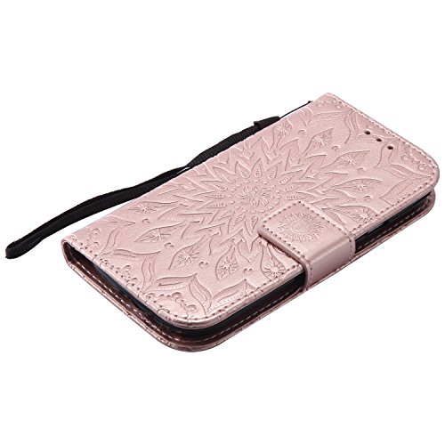 Cotdinforca Case For Samsung Galaxy S3 Flip Emboss Mandala With Card Holder Slot Pockets, Magnetic Closure Premium Pu Leather Case Cover For Samsung Galaxy S3 I9300. Mandala Rose Gold #TOP5