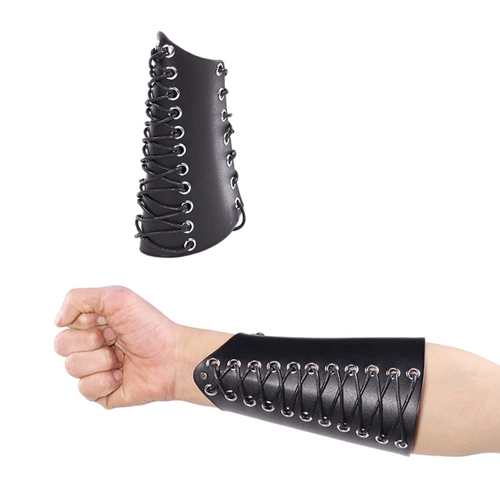 Hayaww Protège-Bras Cuir Tir à L’Arc + Protège-Doigts Réglable – Set Protection Archerie Noir