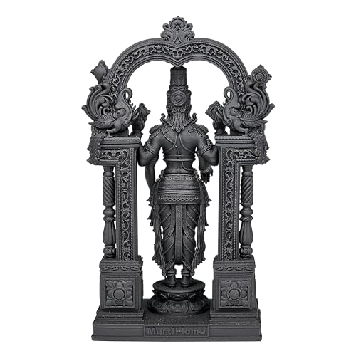 Image of MurtiHome Tirupati Balaji Idol, Lord Sri Venkateswara Swamy Statue | 10.16 cm Tall Small Black Color Figure Made From UV Resin, Crafted by 3D Printer for Car Dashboard, Home, Office, Gift