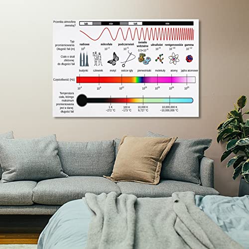 Kayamu Education Knowledge Electromagnetic Spectrum Science Canvas Art Poster And Wall Art Picture Print Modern Family Bedroom Decor Frame 12X18Inch(30X45Cm) #TOP6